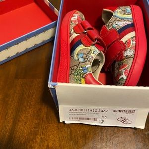 Red, tan and blue toddler Gucci sneakers. Like new only worn a few times.